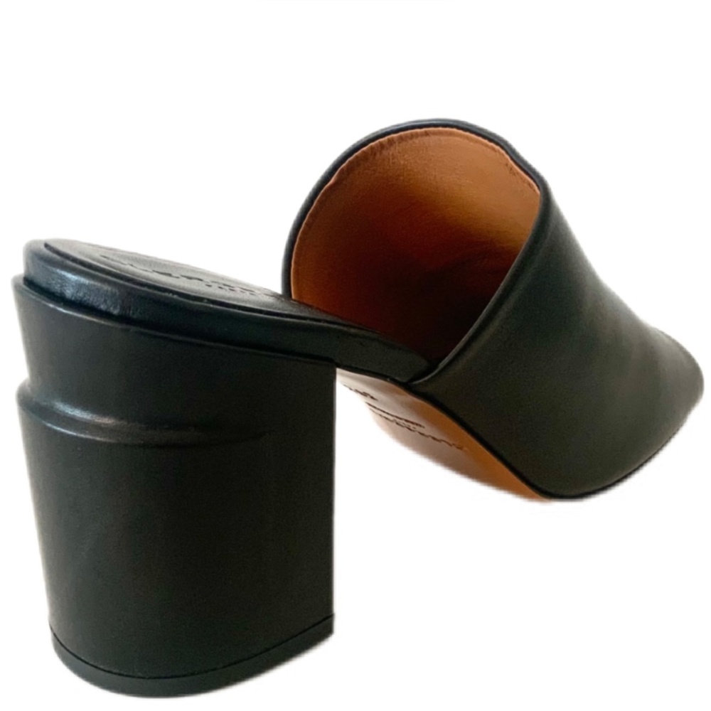 ROBERT CLERGERIE ALLEGRIA MULE BLACK LEATHER block Heel Open Toe Slip On Sandals - Picture 3 of 16